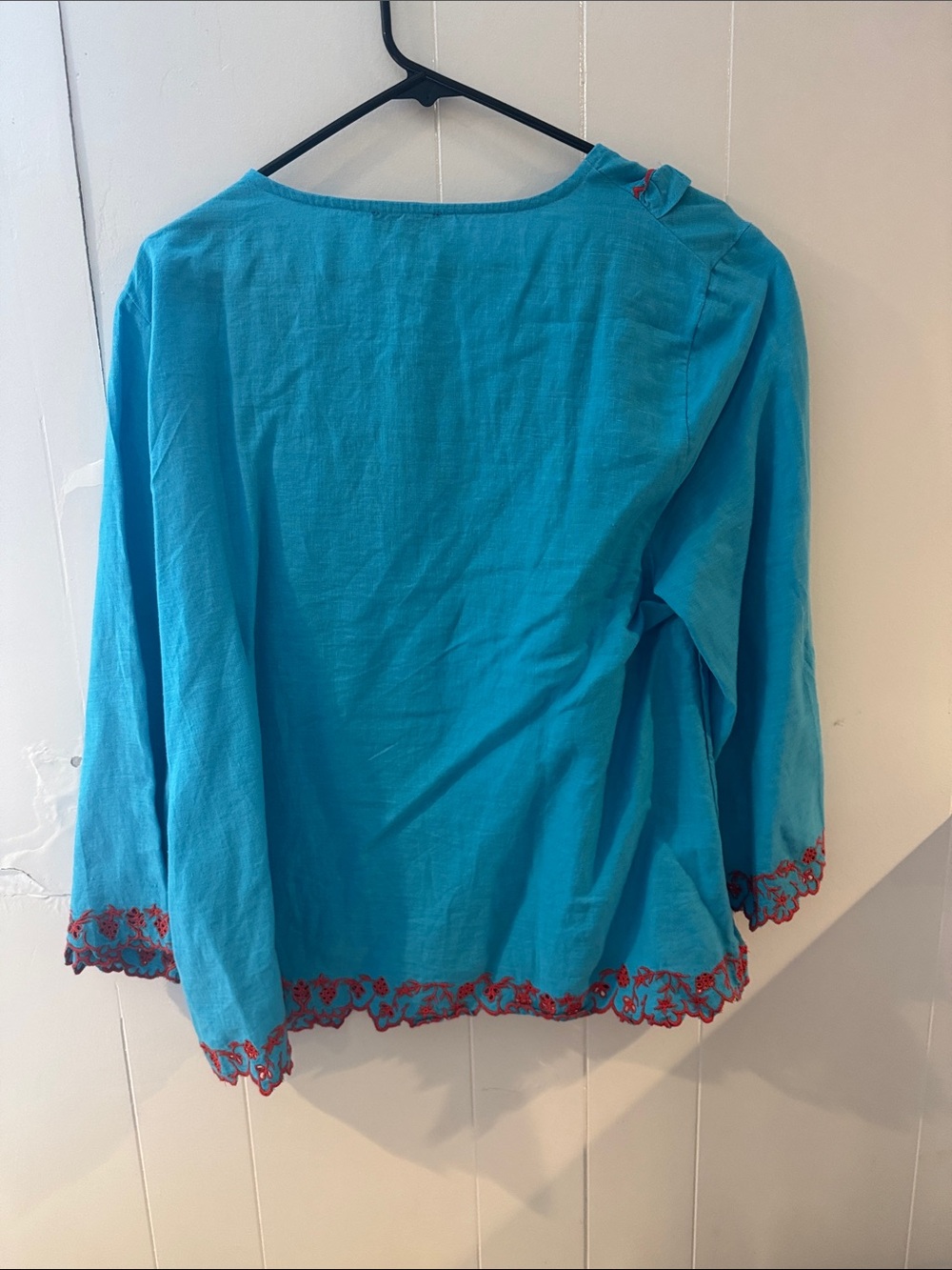 J. Crew Turquoise Linen Embroidered Tunic - Picture 3 of 3